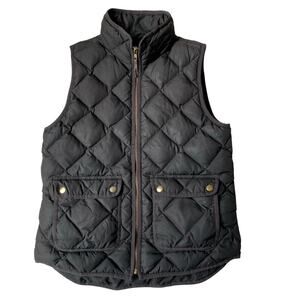 J. Crew Down Feather Quilted Puffer Vest Women S Black Utility‎ Pockets Outdoor